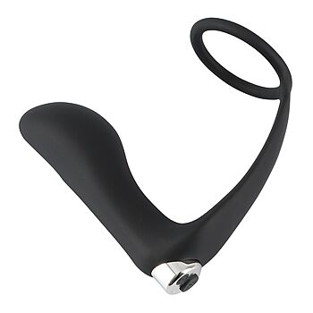 Black Velvets - Vibrating Ring & Plug, anaalivibraattori penisrenkaalla, moottoroitu, eturauhaskiihotin