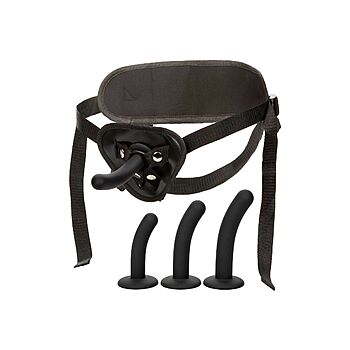 Boundless - Strap-on-setti, säädettävä, monipuolinen, silikoniset dildot, musta