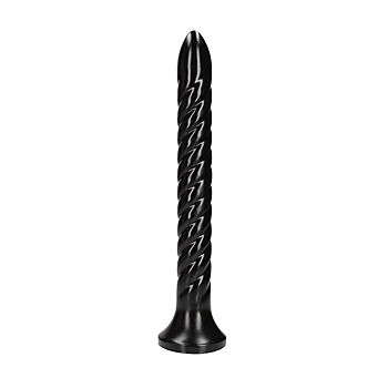 Ouch - Juomutettu anaalidildo, pitkä, joustava, imukupilla, musta