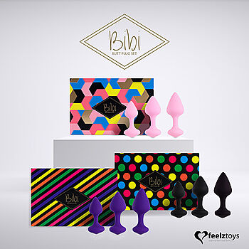 Feelztoys Bibi Butt Plug Set anustappisetti, laadukas, pirteä, monipuolinen, seksikäs, kiihottava