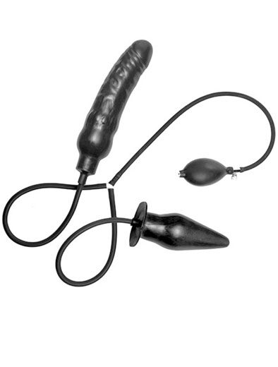 Master Series Double Inflatable Dildo & Anal Plug Pumpattava dildo ja anustappi